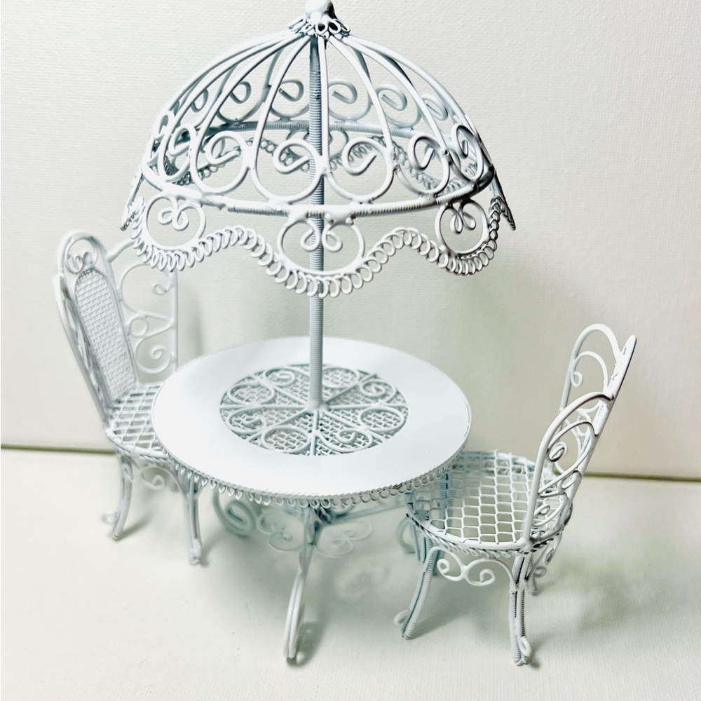 Elegant White Metal Dollhouse Furniture Set
